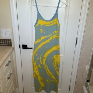 House of sunny Blue and yellow marble swirl dress